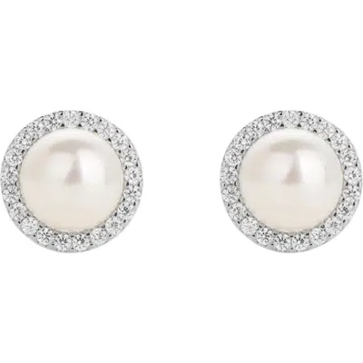 Bearfruit Jewelry Sterling Silver 18k Gold Plated Eleanor Pearl Stud Earrings In White
