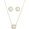 Bearfruit Jewelry Sterling Silver 18k Gold Plated Eleanor Single Cultured Pearl Necklace & Stud Earr In Gold