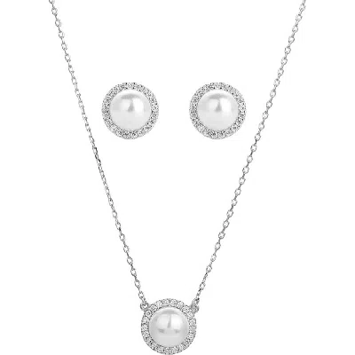 Bearfruit Jewelry Sterling Silver 18k Gold Plated Eleanor Single Cultured Pearl Necklace & Stud Earr