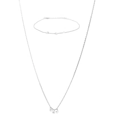Bearfruit Jewelry Sterling Silver 18k Gold Plated Emmeline Three Charms Necklace & Bracelet Set In Metallic