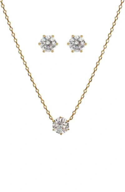 Bearfruit Jewelry Sterling Silver 18k Gold Plated Estelle Necklace & Stud Earrings Set