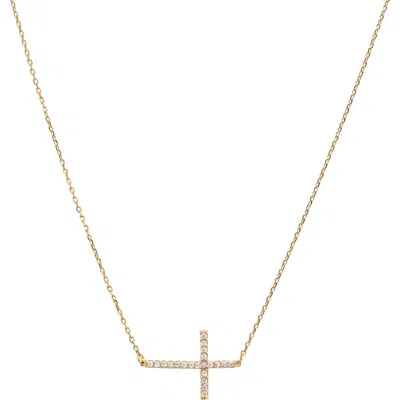 Bearfruit Jewelry Sterling Silver 18k Gold Plated Horizontal Cross Necklace
