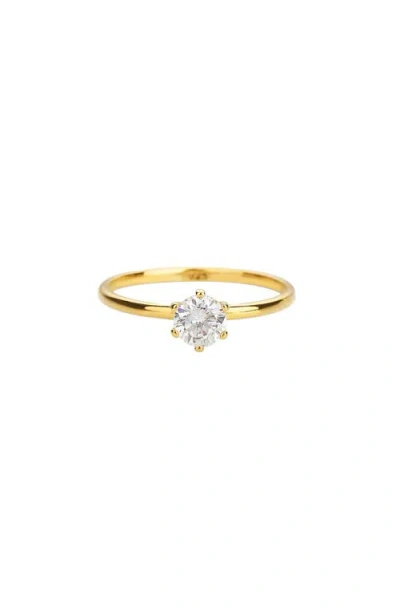 Bearfruit Jewelry Sterling Silver 18k Gold Plated Izzie Small Cubic Zirconia Band Ring