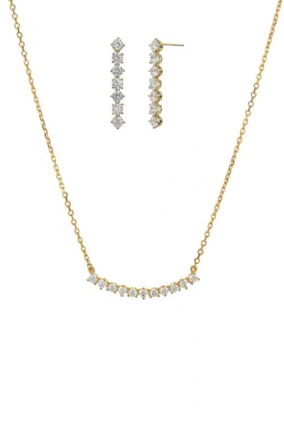 Bearfruit Jewelry Sterling Silver 18k Gold Plated Josephine Tennis Necklace & Earrings Set