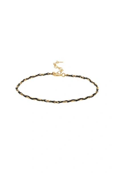 Bearfruit Jewelry Sterling Silver 18k Gold Plated Katarina String Bracelet In Black