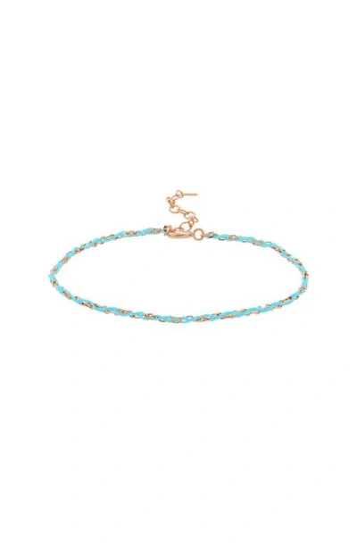 Bearfruit Jewelry Sterling Silver 18k Gold Plated Katarina String Bracelet In Blue