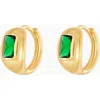 Bearfruit Jewelry Sterling Silver 18k Gold Plated Lois Emerald Huggies In Gold