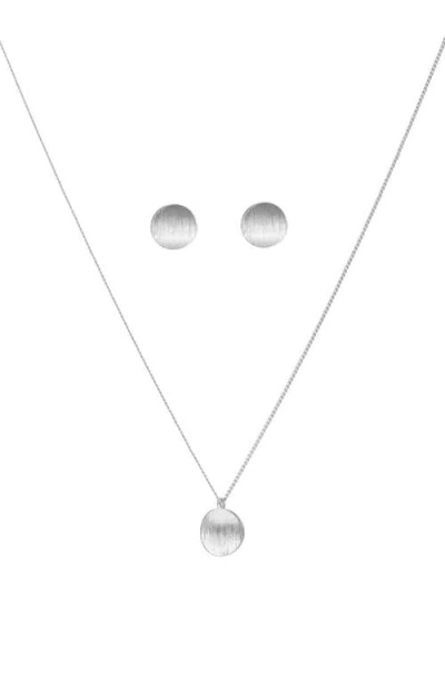 Bearfruit Jewelry Sterling Silver 18k Gold Plated Madeleine Round Disc Pendant Necklace & Stud Earri In Metallic