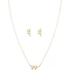 Bearfruit Jewelry Sterling Silver 18k Gold Plated Olivia Leaf Necklace & Stud Earrings Set
