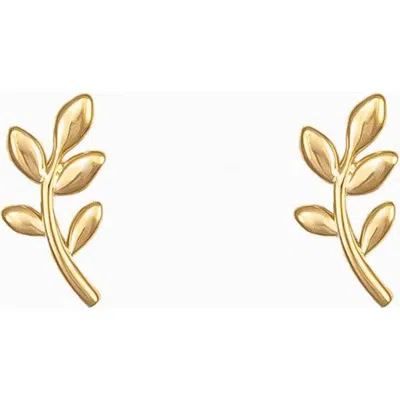 Bearfruit Jewelry Sterling Silver 18k Gold Plated Olivia Leaf Stud Earrings
