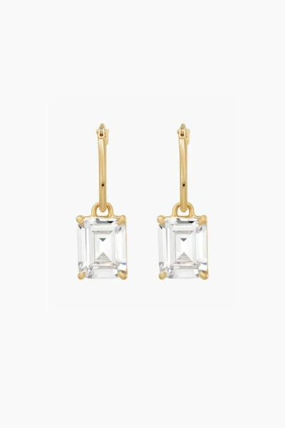 Bearfruit Jewelry Sterling Silver 18k Gold Plated Sparkle Dangling Pendant Hoop Earrings