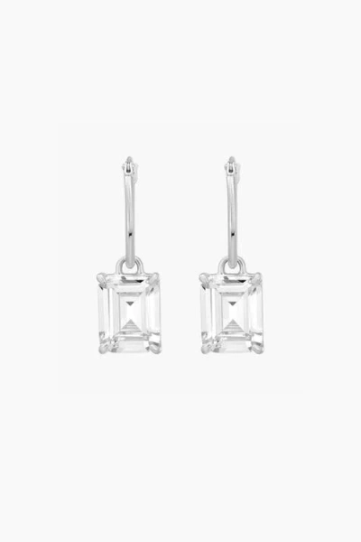 Bearfruit Jewelry Sterling Silver 18k Gold Plated Sparkle Dangling Pendant Hoop Earrings