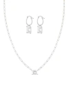 Bearfruit Jewelry Sterling Silver 18k Gold Plated Sparkle Pendant Chain Necklace & Earrings Set In Metallic