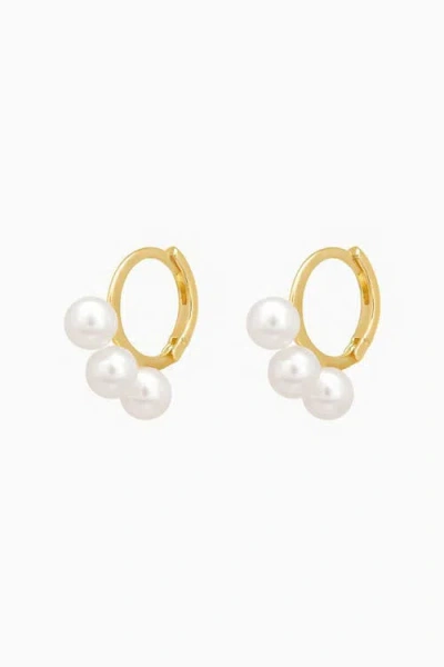 Bearfruit Jewelry Sterling Silver 18k Gold Plated Triple Cultured Pearl Huggies
