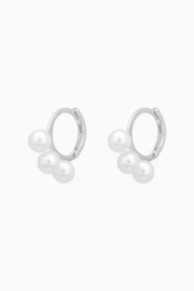 Bearfruit Jewelry Sterling Silver 18k Gold Plated Triple Cultured Pearl Huggies