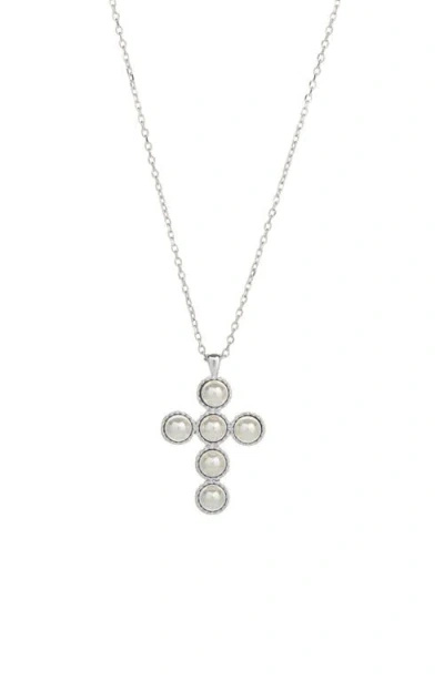 Bearfruit Jewelry Sterling Silver 18k Gold Plated Victoria Cross Pearl Necklace