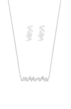 Bearfruit Jewelry Sterling Silver 18k Gold Plated Zig Zag Necklace & Stud Earrings Set In Silver