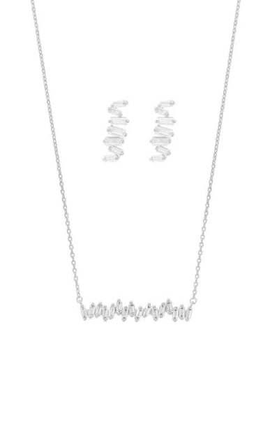 Bearfruit Jewelry Sterling Silver 18k Gold Plated Zig Zag Necklace & Stud Earrings Set