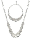 Bearfruit Jewelry Sterling Silver Vivienne Statement Bouquet Chain Necklace & Bracelet Set In Metallic