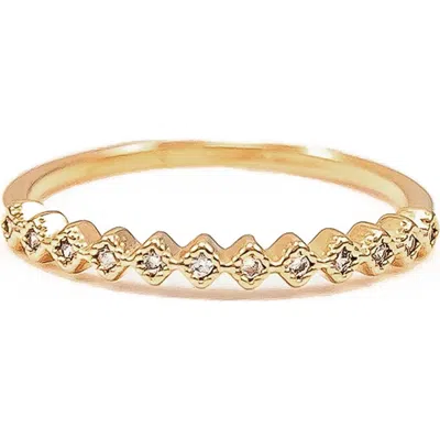 Bearfruit Jewelry Thin Crystal Band Ring In Gold
