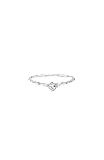 Bearfruit Jewelry Thin Crystal Solitaire Ring In Silver