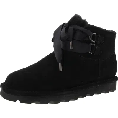 Bearpaw 2946w Womens Logo Leather Ankle Boots In Black