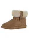 BEARPAW ABBY WOMENS SUEDE SHEEPSKIN LINED ANKLE BOOTS