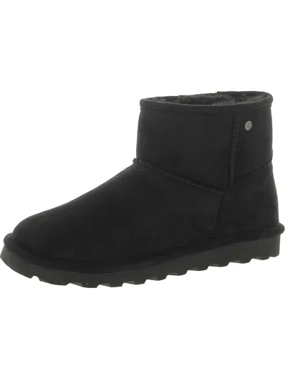 Bearpaw Alyssa Vegan Womens Faux Suede Cold Weather Shearling Boots In Black
