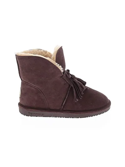 Pre-owned Bearpaw Ankle Boots In Burgundy