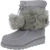 Bearpaw Arden Womens Sheepskin Ankle Winter Boots In Gray