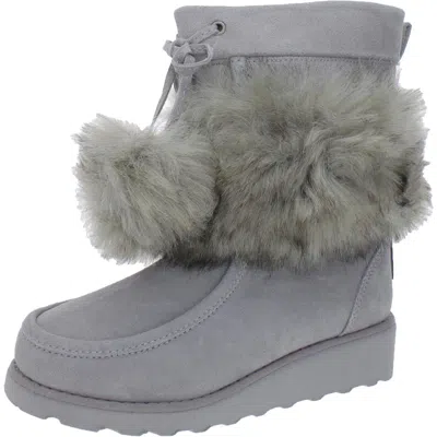 Bearpaw Arden Womens Sheepskin Ankle Winter Boots In Gray