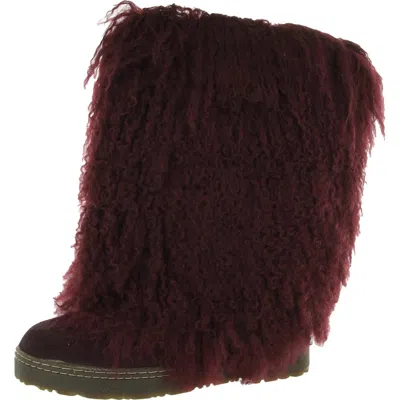 Bearpaw Boetis Ii Womens Fur Wool Lined Mid-calf Boots In Pink