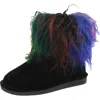 Bearpaw Boo Womens Mixed Media Fur Casual Boots In Multi