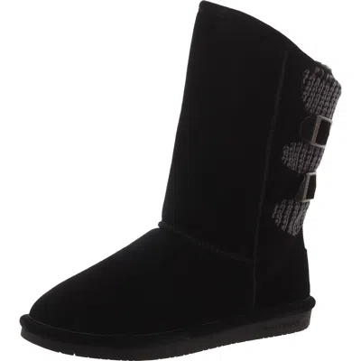 BEARPAW BOSHIE WOMENS SUEDE KNIT MID-CALF BOOTS