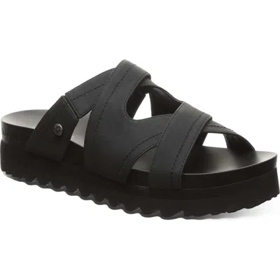 Bearpaw Crux Faux Leather Slide Sandal In Black