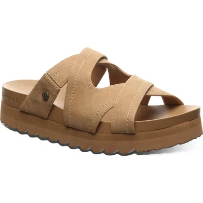 Bearpaw Crux Faux Leather Slide Sandal In Brown