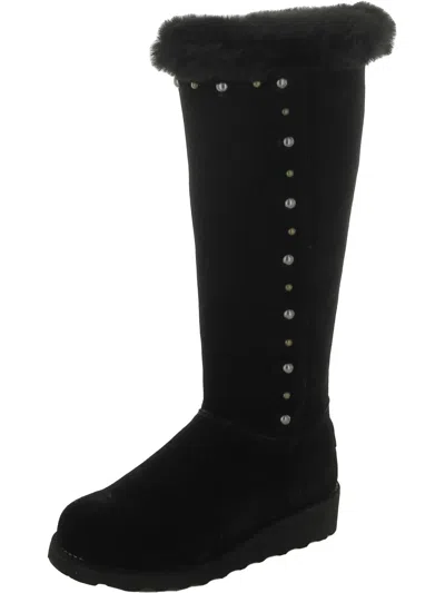 Bearpaw Dorothy Womens Suede Wool Blend Lining Knee-high Boots In Black