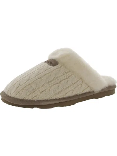 Bearpaw Effie Womens Boucle Sheepskin Mule Slippers In White