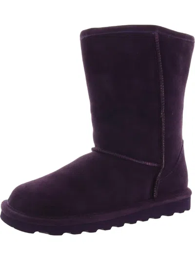 Bearpaw Elle Short Womens Faux Fur Lined Suede Booties In Purple