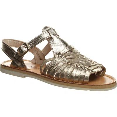 Bearpaw Gloria Womens Leather Woven Huarache Sandals In White