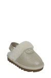 Bearpaw Girl's Faux Fur Trim Flats In Champagne Glitter
