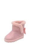 Bearpaw Kids' Suede Faux Fur Lined Boot In Pink