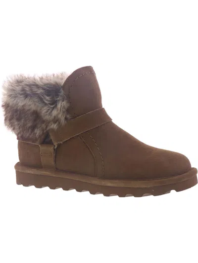 Bearpaw Konnie Womens Suede Winter Ankle Boots In Brown
