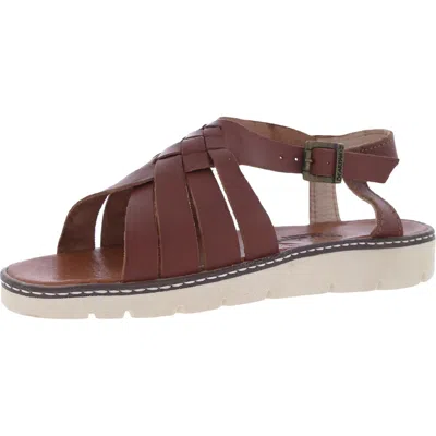 Bearpaw Leah Womens Leather Slingback Huarache Sandals In Brown