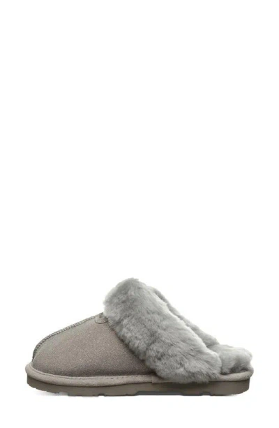 Bearpaw Loki Leopard Print Genuine Shearling Lined Suede Slipper In Pewter Distressed