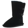 Bearpaw Lori Womens Fur Trimmed Suede Shearling Boots In Black