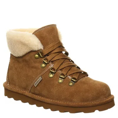 Bearpaw Marta Boots Women's Hickory Suede Wool Collar Round Toe Bootie Jobb553 In Brown