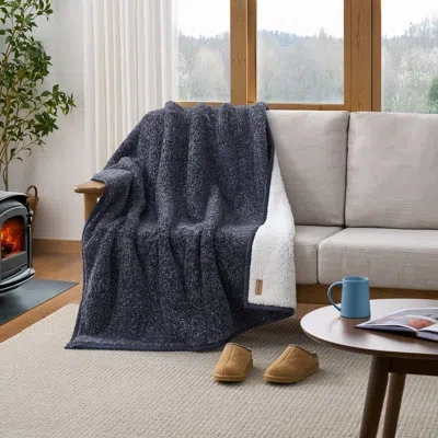 Bearpaw Melange Sherpa Throw In Navy