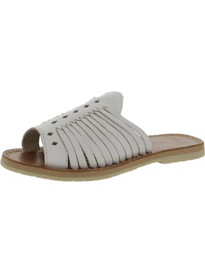 Bearpaw Rosa Womens Leather Caged Huarache Sandals In White