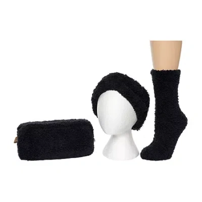 Bearpaw Super Plush Gift Set Womens 3-pc. Crew Socks In Black